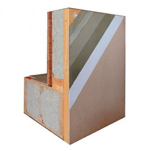 Coupe d'un mur et d'un plancher de maison en bois